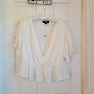 NWT Forever 21 white woven embroidered peasant top size 2X